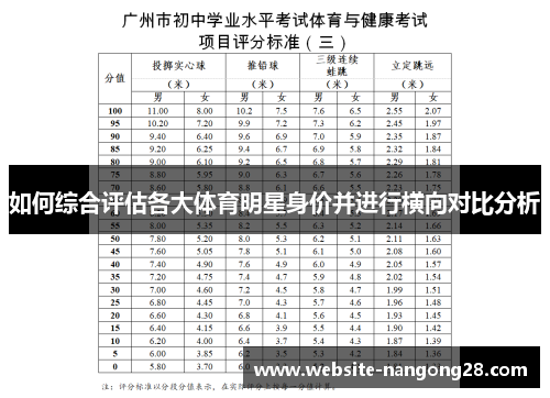 如何综合评估各大体育明星身价并进行横向对比分析